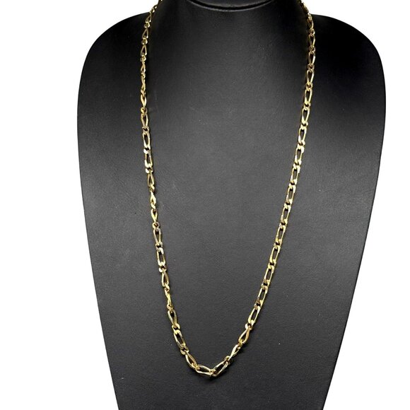 Vintage Monet Figaro Link Chain Long Necklace Gold Tone Classic Minimalist - Picture 1 of 5